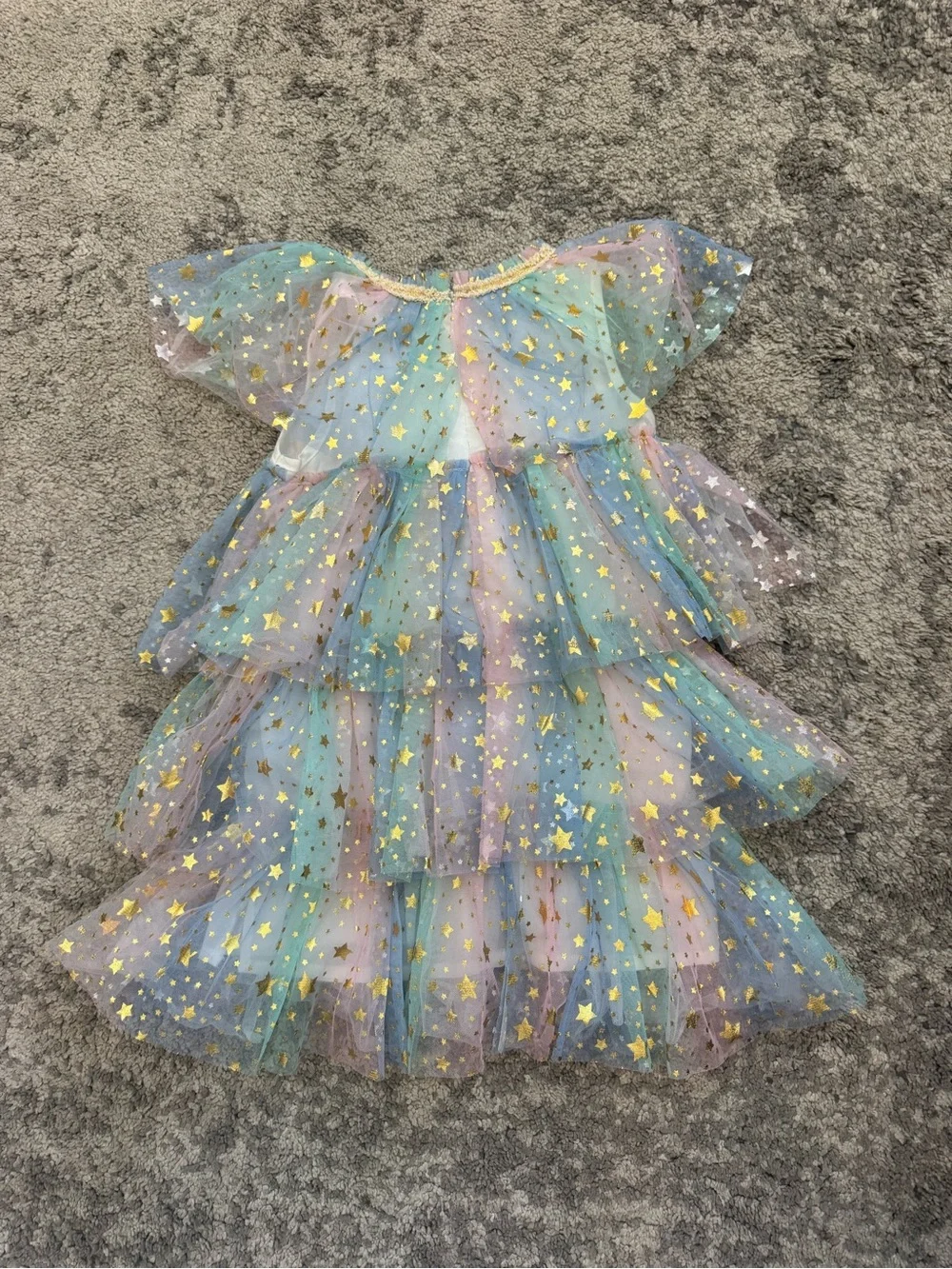 Lola + The Boys Pastel Gold Star Tulle Dress Girls 4/5T